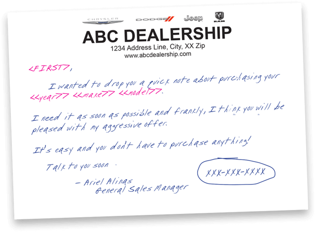 Handwritten notes for direct marketing