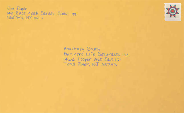 Hand-addressed envelope for personalized direct mail marketing