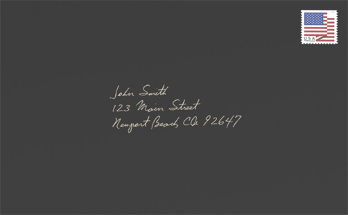 Hand-addressed envelope for personalized direct mail marketing