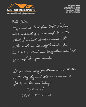 Handwritten notes for direct mail